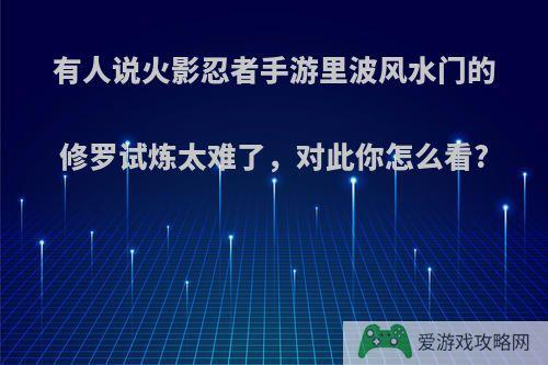 有人说火影忍者手游里波风水门的修罗试炼太难了，对此你怎么看?