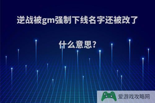 逆战被gm强制下线名字还被改了什么意思?