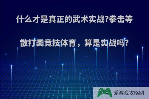 什么才是真正的武术实战?拳击等散打类竞技体育，算是实战吗?