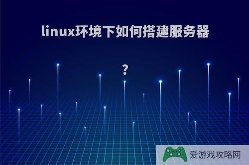 linux环境下如何搭建服务器?