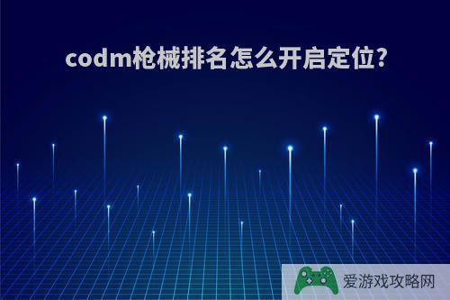 codm枪械排名怎么开启定位?