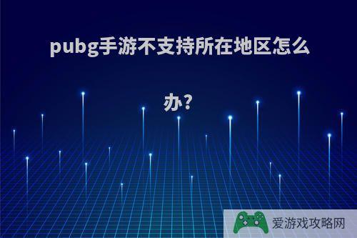 pubg手游不支持所在地区怎么办?