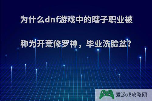 为什么dnf游戏中的瞎子职业被称为开荒修罗神，毕业洗脸盆?