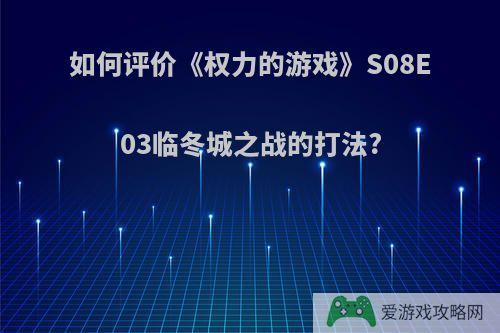 如何评价《权力的游戏》S08E03临冬城之战的打法?