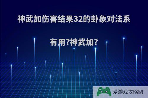 神武加伤害结果32的卦象对法系有用?神武加?