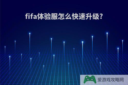 fifa体验服怎么快速升级?