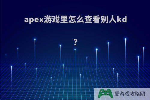 apex游戏里怎么查看别人kd?