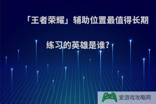 「王者荣耀」辅助位置最值得长期练习的英雄是谁?