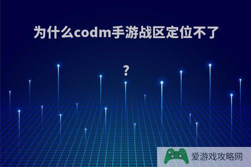 为什么codm手游战区定位不了?