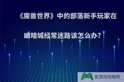 《魔兽世界》中的部落新手玩家在幽暗城经常迷路该怎么办?