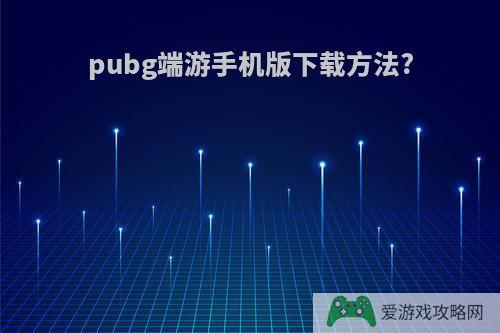 pubg端游手机版下载方法?