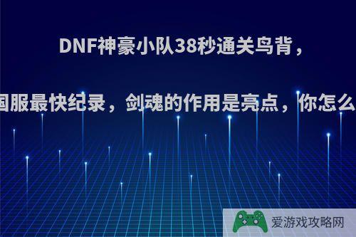 DNF神豪小队38秒通关鸟背，创国服最快纪录，剑魂的作用是亮点，你怎么看?