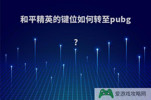 和平精英的键位如何转至pubg?