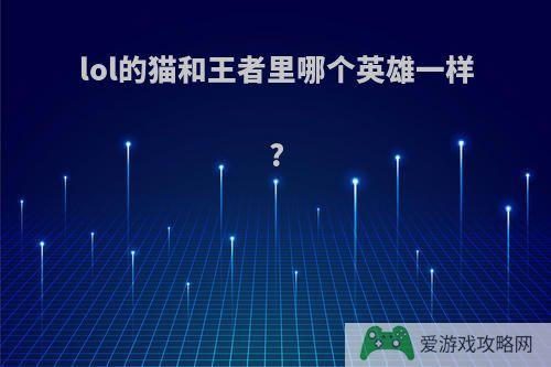 lol的猫和王者里哪个英雄一样?