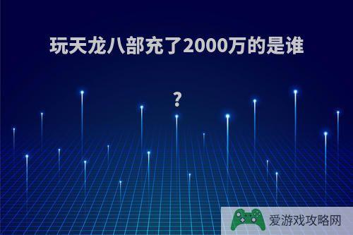 玩天龙八部充了2000万的是谁?