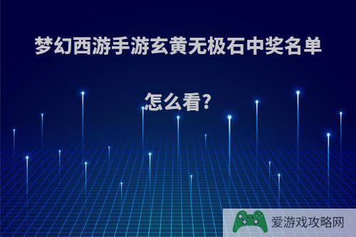 梦幻西游手游玄黄无极石中奖名单怎么看?