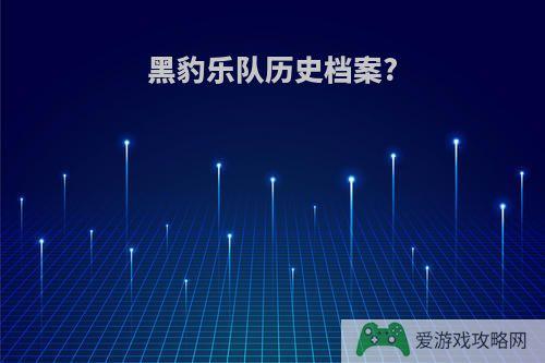 黑豹乐队历史档案?