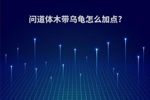 问道体木带乌龟怎么加点?