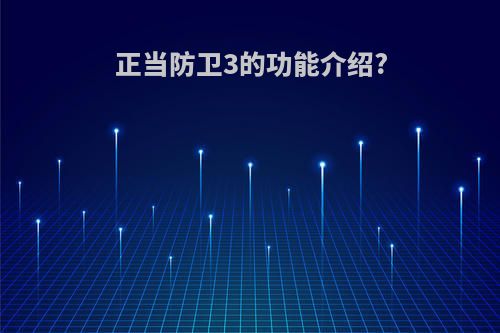 正当防卫3的功能介绍?