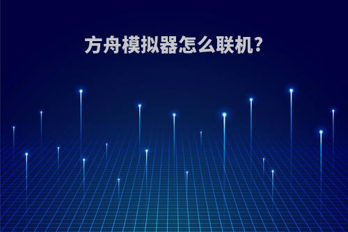 方舟模拟器怎么联机?