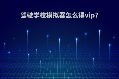 驾驶学校模拟器怎么得vip?