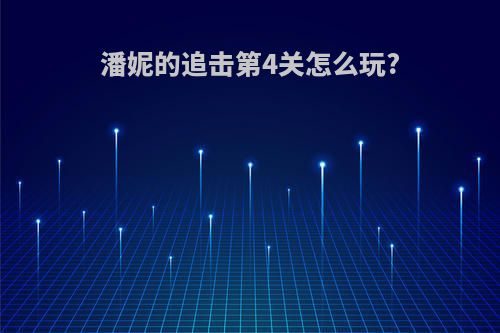 潘妮的追击第4关怎么玩?