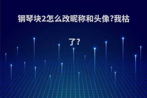 钢琴块2怎么改昵称和头像?我枯了?