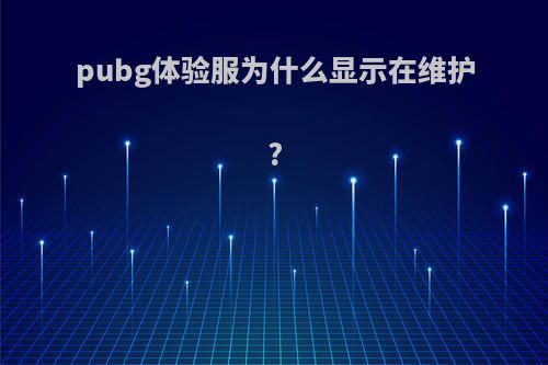 pubg体验服为什么显示在维护?