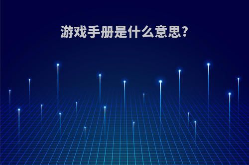 游戏手册是什么意思?