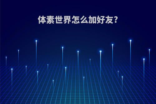 体素世界怎么加好友?