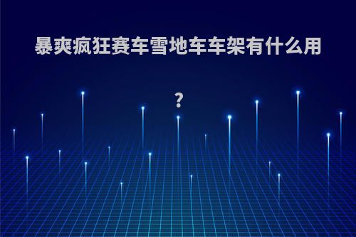 暴爽疯狂赛车雪地车车架有什么用?