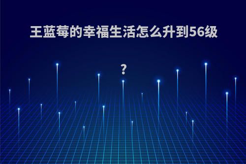 王蓝莓的幸福生活怎么升到56级?