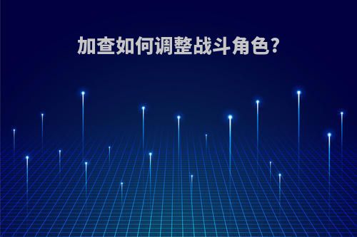 加查如何调整战斗角色?