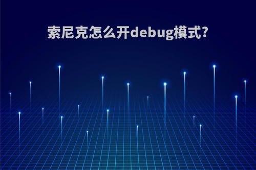 索尼克怎么开debug模式?