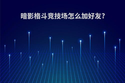 暗影格斗竞技场怎么加好友?