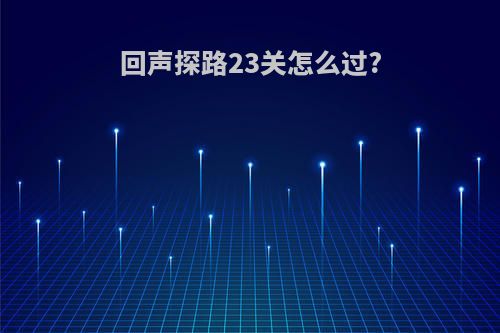 回声探路23关怎么过?