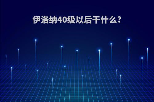 伊洛纳40级以后干什么?