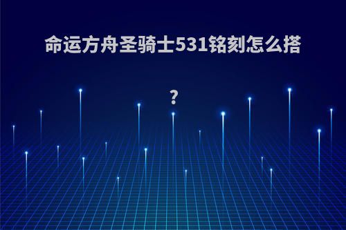 命运方舟圣骑士531铭刻怎么搭?