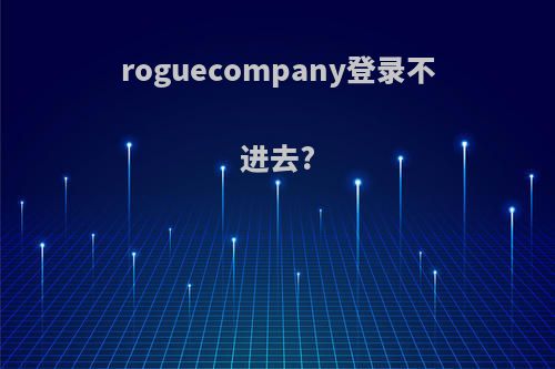 roguecompany登录不进去?