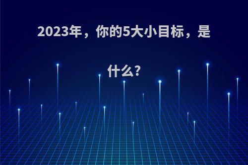 2023年，你的5大小目标，是什么?