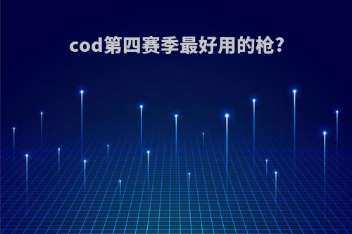 cod第四赛季最好用的枪?