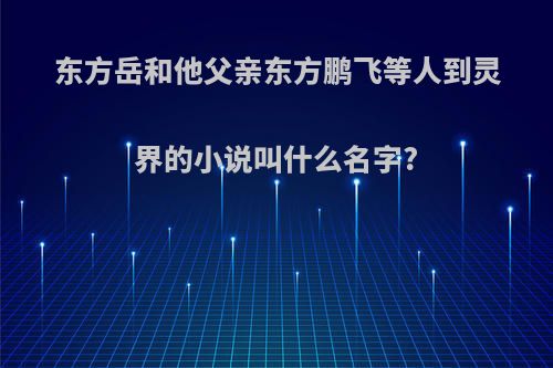 东方岳和他父亲东方鹏飞等人到灵界的小说叫什么名字?